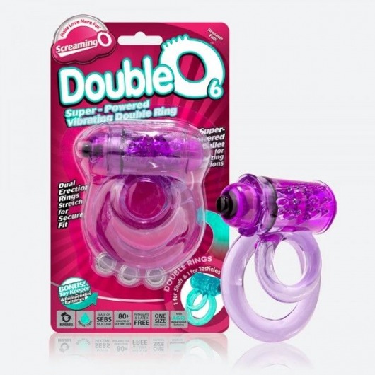Фиолетовое двойное виброкольцо со стимулятором клитора Doubleo 6 - Screaming O - в Санкт-Петербурге купить с доставкой