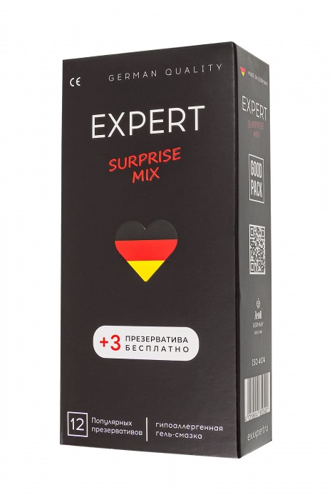 Презервативы EXPERT Surprise Mix - 12 шт.(+3 в подарок) - Expert - купить с доставкой в Санкт-Петербурге