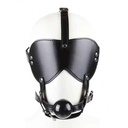Черная маска-шоры с регулируемыми ремешками и кляпом-шариком - Notabu - купить с доставкой в Санкт-Петербурге