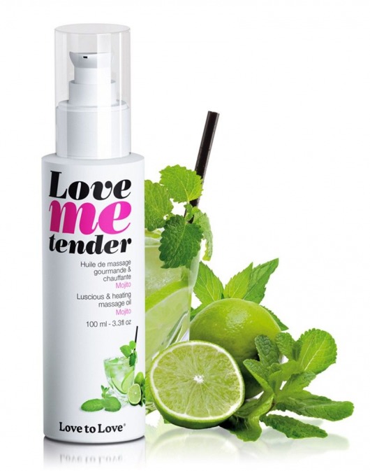 Съедобное согревающее массажное масло Love Me Tender Mojito с ароматом мохито - 100 мл. - Love to Love - купить с доставкой в Санкт-Петербурге