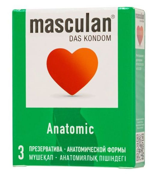 Презервативы анатомической формы Masculan Anatomic - 3 шт. - Masculan - купить с доставкой в Санкт-Петербурге