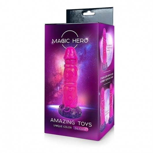 Розовый рельефный фантазийный фаллоимитатор - 20 см. - Bior toys - купить с доставкой в Санкт-Петербурге