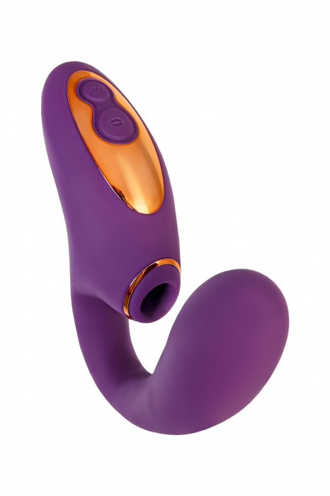Фиолетовый вибромассажер с клиторальной стимуляцией Megam - ToyFa