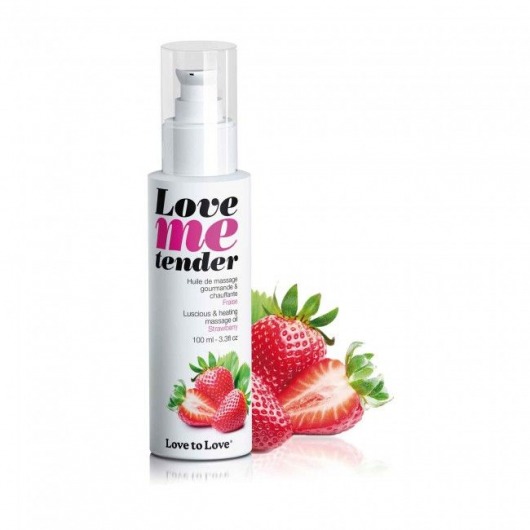 Съедобное согревающее массажное масло Love Me Tender Strawberry с ароматом клубники - 100 мл. - Love to Love - купить с доставкой в Санкт-Петербурге