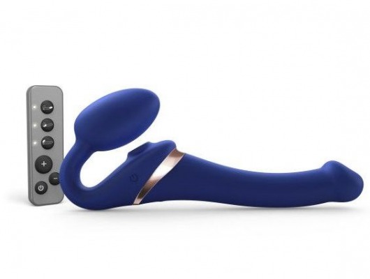 Синий безремневой страпон Multi Orgasm Size S с клиторальной стимуляцией - Strap-on-me - купить с доставкой в Санкт-Петербурге
