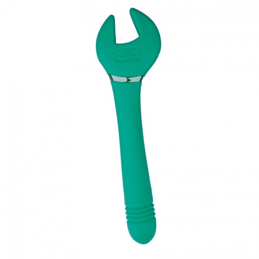 Зеленый двусторонний вибратор Key Control Massager Wand в форме гаечного ключа - Erokay