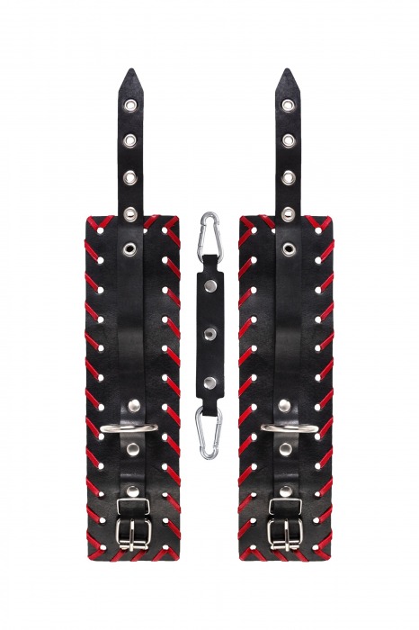 Черно-красные оковы из натуральной кожи - Pecado - купить с доставкой в Санкт-Петербурге