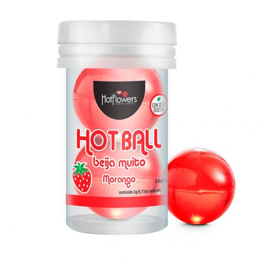 Лубрикант на масляной основе Hot Ball Beija Muito с ароматом клубники (2 шарика по 3 гр.) - HotFlowers - купить с доставкой в Санкт-Петербурге