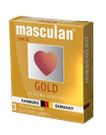 Презервативы Masculan Ultra Gold с золотым напылением и ароматом ванили - 3 шт. - Masculan - купить с доставкой в Санкт-Петербурге