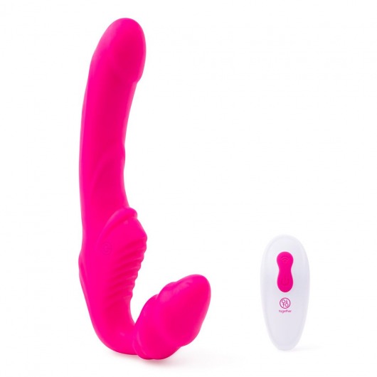 Розовый безремневой страпон на радиоуправлении Strapless Together - 22 см. - Together Toy - купить с доставкой в Санкт-Петербурге