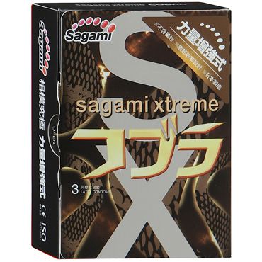 Суженные к основанию презервативы Sagami Xtreme COBRA - 3 шт. - Sagami - купить с доставкой в Санкт-Петербурге