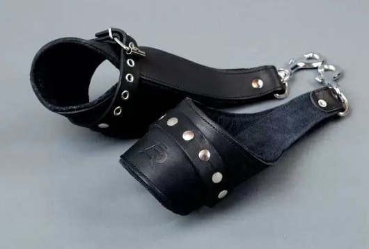 Чёрные кожаные наручники для подвешивания - Подиум - купить с доставкой в Санкт-Петербурге