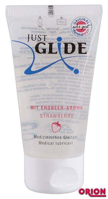 Смазка на водной основе JUSTGLIDE со вкусом клубники - 50 мл. - Orion - купить с доставкой в Санкт-Петербурге