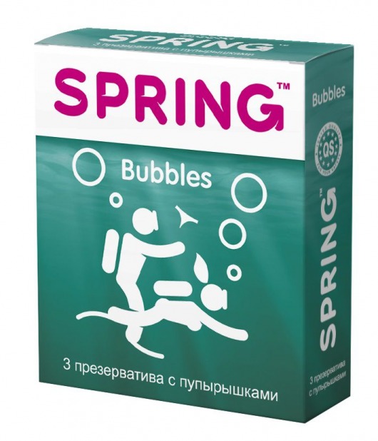Презервативы SPRING BUBBLES с пупырышками - 3 шт. - SPRING - купить с доставкой в Санкт-Петербурге