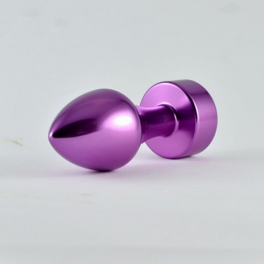 Фиолетовая алюминиевая втулка с прозрачным кристаллом - 8,1 см. - Lovetoy - купить с доставкой в Санкт-Петербурге