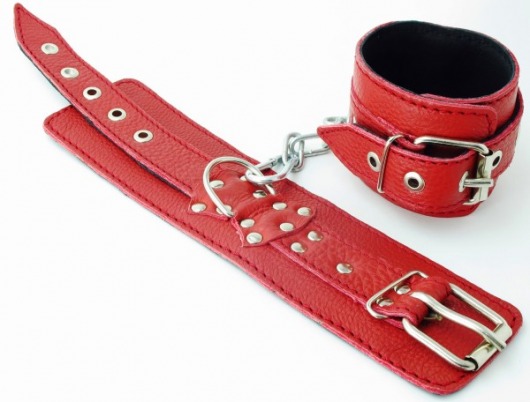 Красные кожаные наручники - БДСМ Арсенал - купить с доставкой в Санкт-Петербурге