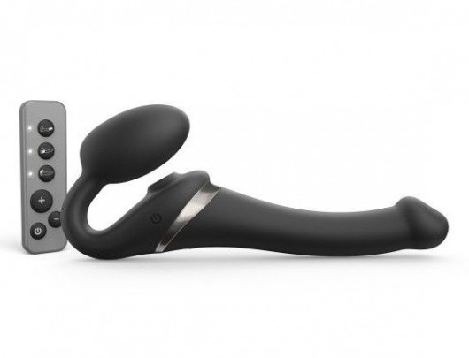 Черный безремневой страпон Multi Orgasm Size S с клиторальной стимуляцией - Strap-on-me - купить с доставкой в Санкт-Петербурге