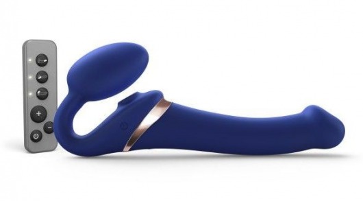 Синий безремневой страпон Multi Orgasm Size M с клиторальной стимуляцией - Strap-on-me - купить с доставкой в Санкт-Петербурге