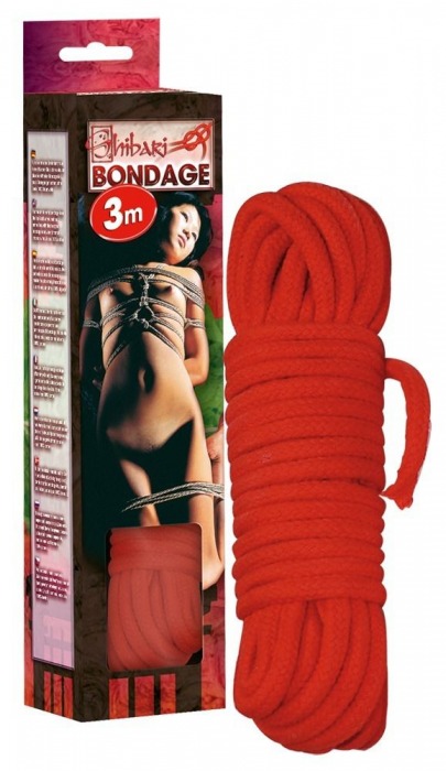 Красная веревка для бандажа - 3 м. - Orion - купить с доставкой в Санкт-Петербурге