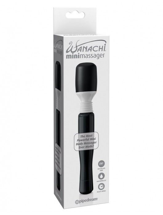 Чёрный вибромассажер Mini Wanachi - Pipedream