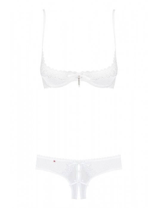 Комплект из трусиков  open-croatch  и лифа с открытыми чашками Alabastra Set - Obsessive купить с доставкой