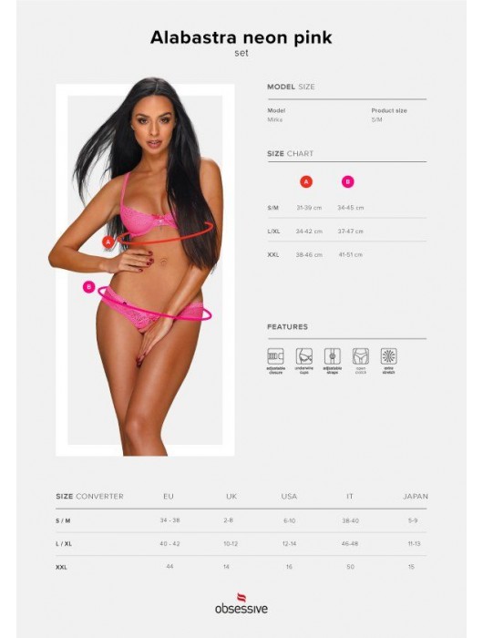 Комплект из трусиков  open-croatch  и лифа с открытыми чашками Alabastra Set - Obsessive купить с доставкой