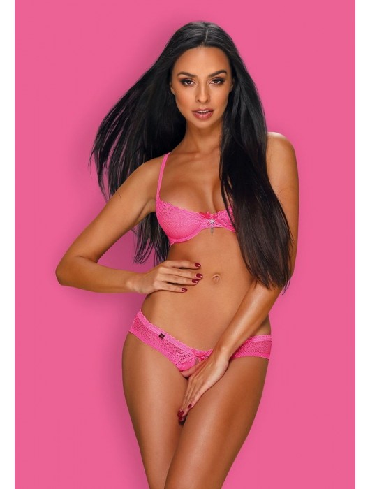 Комплект из трусиков  open-croatch  и лифа с открытыми чашками Alabastra Set - Obsessive купить с доставкой