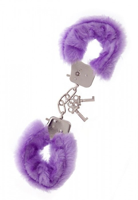 Фиолетовые меховые наручники METAL HANDCUFF WITH PLUSH LAVENDER - Dream Toys - купить с доставкой в Санкт-Петербурге