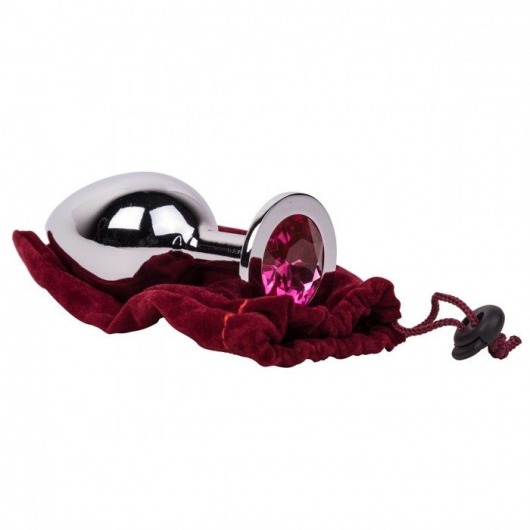 Большой стальной плаг с розовым кристаллом Pink Bubble Gum - 9,5 см. - Erotic Fantasy - купить с доставкой в Санкт-Петербурге