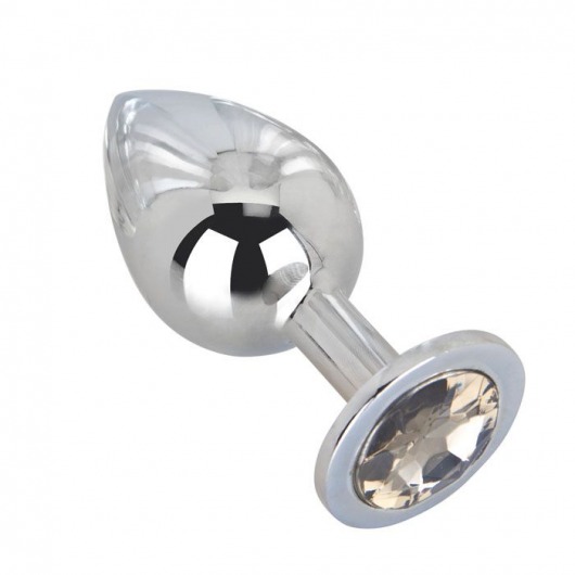 Большой стальной плаг с серым кристаллом Silver Rain - 9,5 см. - Erotic Fantasy - купить с доставкой в Санкт-Петербурге