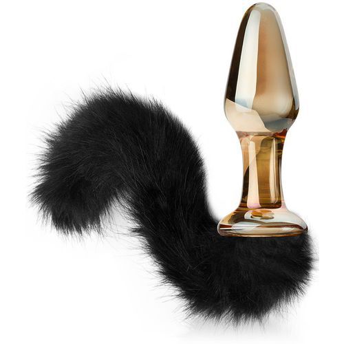 Прозрачная анальная пробка с меховым хвостиком - Orion