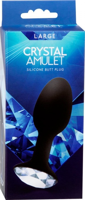 Чёрная силиконовая анальная пробка с кристаллом в основании - 8,5 см. - Seven Creations - купить с доставкой в Санкт-Петербурге