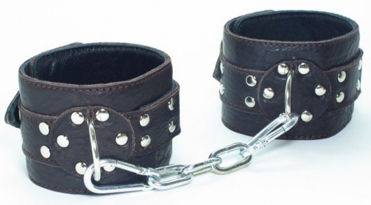 Кожаные наручники на металлической цепочке - БДСМ Арсенал - купить с доставкой в Санкт-Петербурге