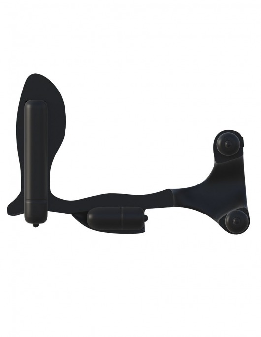 Чёрное эрекционное кольцо с анальным фаллоимитатором и 4 вибростимуляторами - Pipedream - в Санкт-Петербурге купить с доставкой