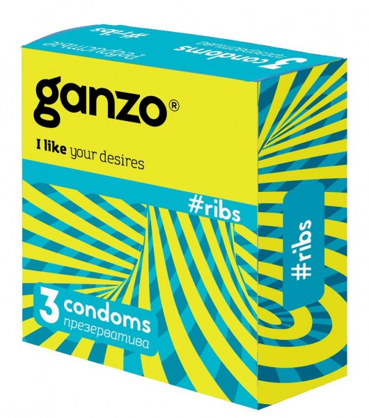 Презервативы с ребристой структурой Ganzo Ribs - 3 шт. - Ganzo - купить с доставкой в Санкт-Петербурге