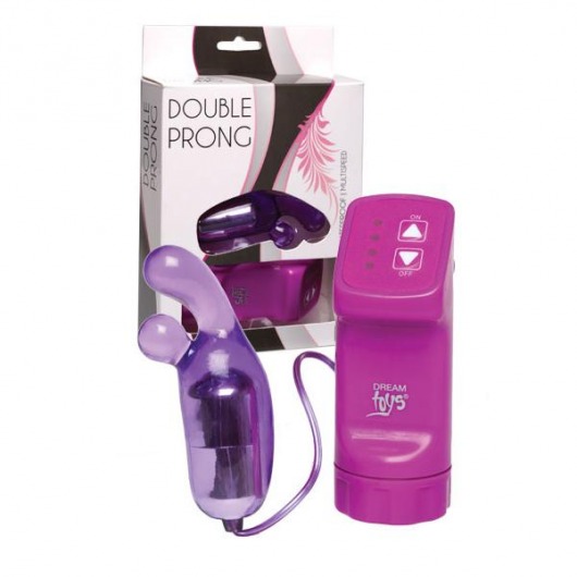 Фиолетовая вибропулька с  пальчиками  и выносным пультом управления Double Prong - Dream Toys