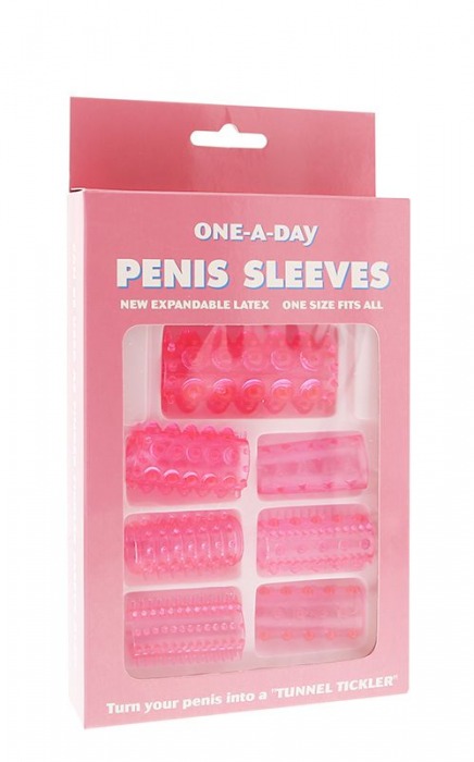 Набор из 7 розовых насадок на пенис ONE-A-DAY PENIS SLEEVES PINK - Seven Creations - в Санкт-Петербурге купить с доставкой