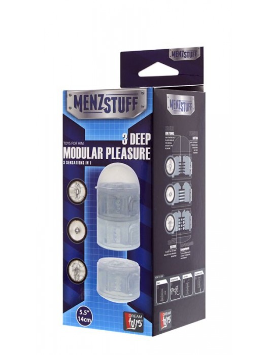 Прозрачный модульный мастурбатор MENZSTUFF 3 DEEP MODULAR PLEASURES - Dream Toys - в Санкт-Петербурге купить с доставкой