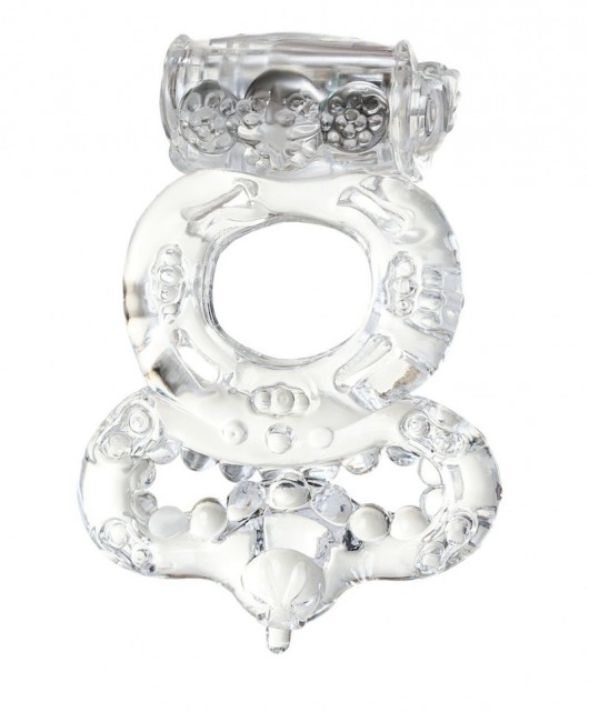 Прозрачное эрекционное кольцо с вибратором  и подхватом - Toyfa Basic - в Санкт-Петербурге купить с доставкой