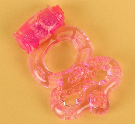 Розовое эрекционное кольцо с вибратором и подхватом - Toyfa Basic - в Санкт-Петербурге купить с доставкой