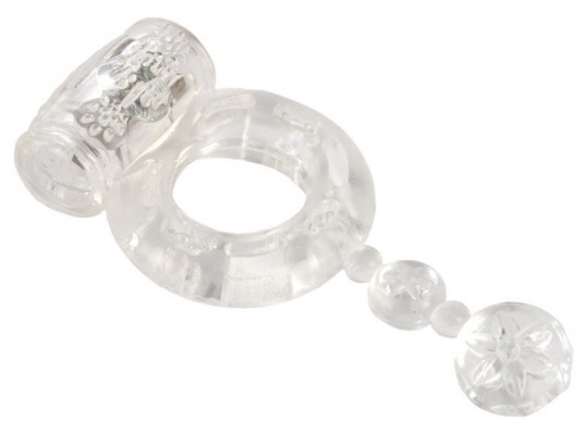 Прозрачное эрекционное кольцо с вибратором и хвостом - Toyfa Basic - в Санкт-Петербурге купить с доставкой