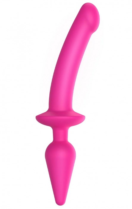 Ярко-розовый двусторонний фаллоимитатор Switch Plug-In Semi-Realistic Size L - Strap-on-me купить с доставкой в интернет-магазине Orgasmix в Санкт-Петербурге Ярко-розовый двусторонний фаллоимитатор Switch Plug-In Semi-Realistic Size L - Strap-on-me