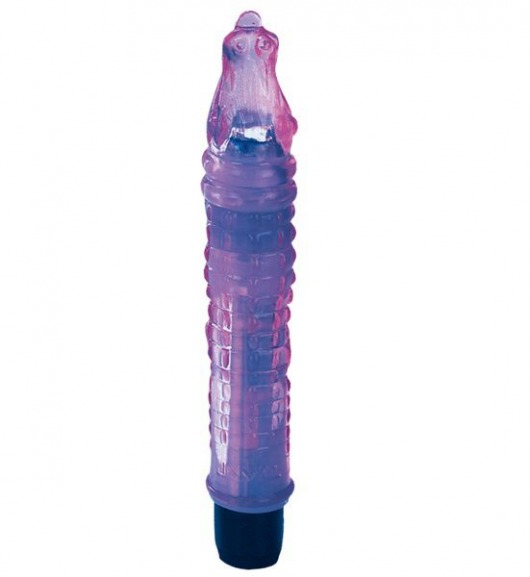 Фиолетовый гелевый вибратор в форме крокодильчика - 19 см. - Tonga