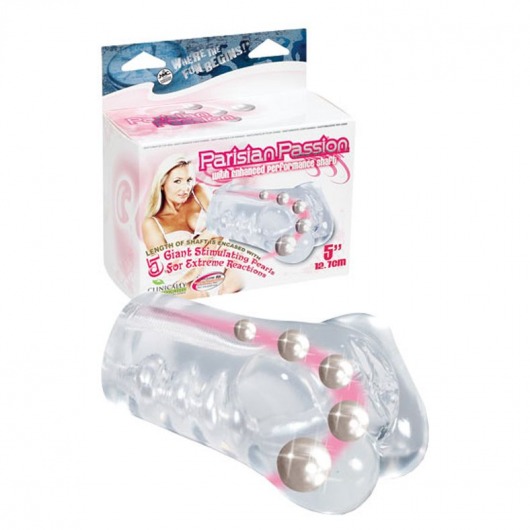 Прозрачный мастурбатор-вагина со стимулирующими бусинами PARISIAN PASSION WITH 5 PEARLS - NMC - в Санкт-Петербурге купить с доставкой