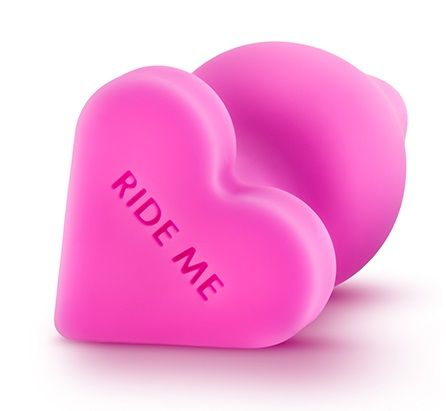 Розовый анальный плаг с основанием-сердечком NAGHTIER CANDY HEART RIDE ME - 10,6 см. - Blush Novelties - купить с доставкой в Санкт-Петербурге