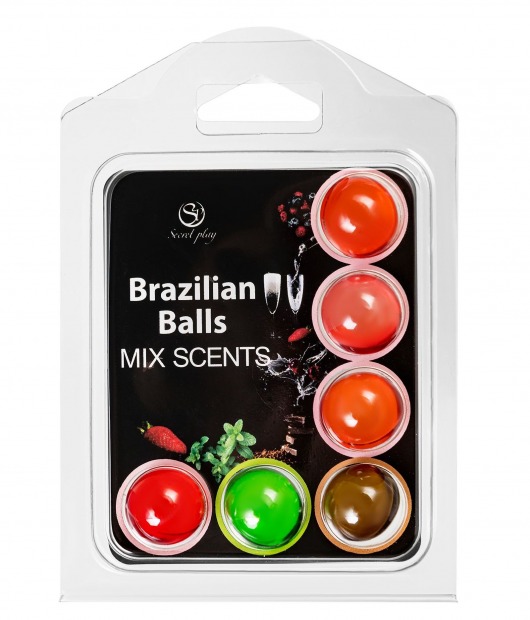 Набор из 6 шариков с ароматизированными массажными маслами Brazilian Balls - Secret Play - купить с доставкой в Санкт-Петербурге