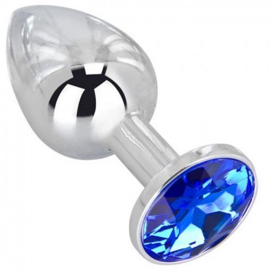 Анальное украшение BUTT PLUG  Small с синим кристаллом - 7 см. - Anal Jewelry Plug - купить с доставкой в Санкт-Петербурге