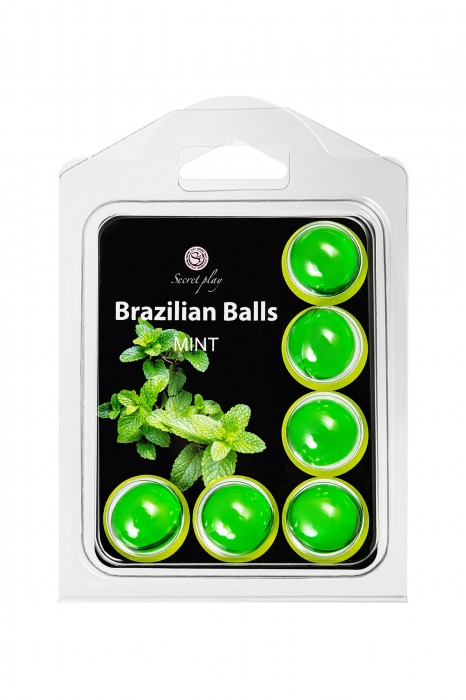 Набор из 6 шариков с массажным маслом Brazilian Balls с ароматом мяты - Secret Play - купить с доставкой в Санкт-Петербурге