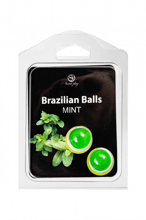 Набор из 2 шариков с массажным маслом Brazilian Balls с ароматом мяты - Secret Play - купить с доставкой в Санкт-Петербурге