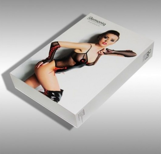 Соблазнительное боди Hannah с красными шнуровками и перчатками в комплекте - Demoniq купить с доставкой